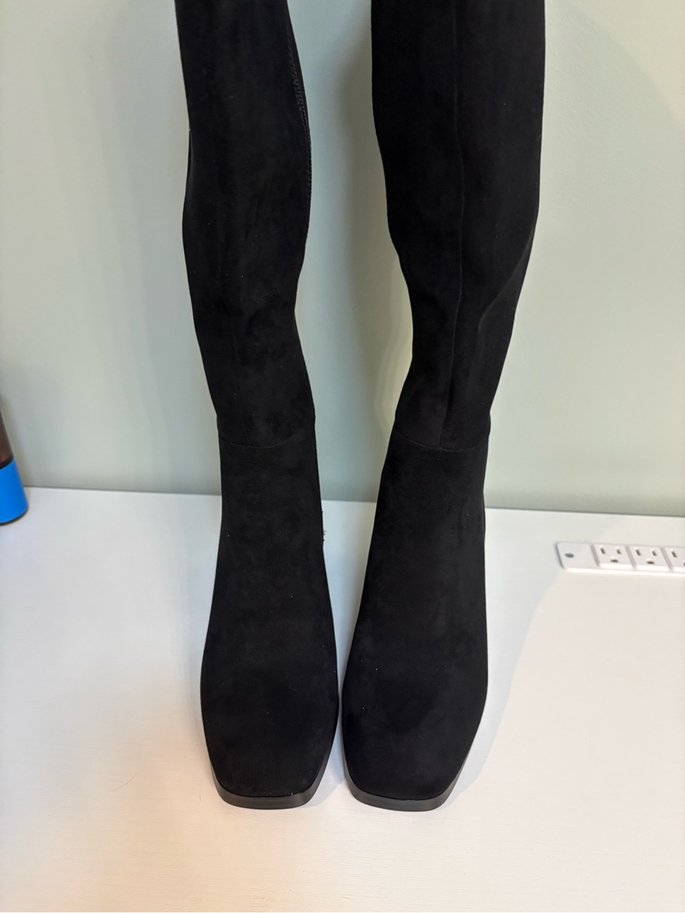 Women's Black Suede Knee-High Heeled Boots. Never been worn.